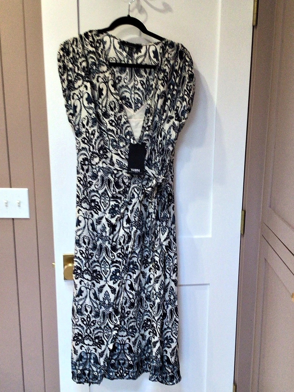 White House Black Market Paisley Maxi Dress in White & Black NWT